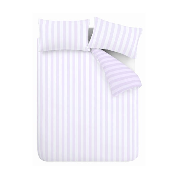 Balta/gaiši violeta vienguļamā gultas veļa 135x200 cm Stripe Tease – Sassy B