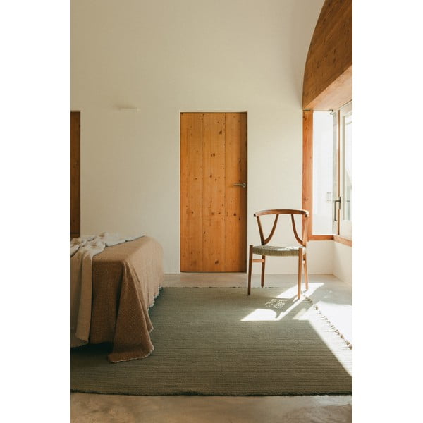 Okera dzeltens kokvilnas pleds 130x180 cm Handloom – Lorena Canals-image-4