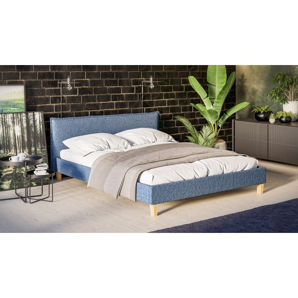 Zila mīksta divvietīga gulta ar režģi 160x200 cm Tina – Ropez-image-2