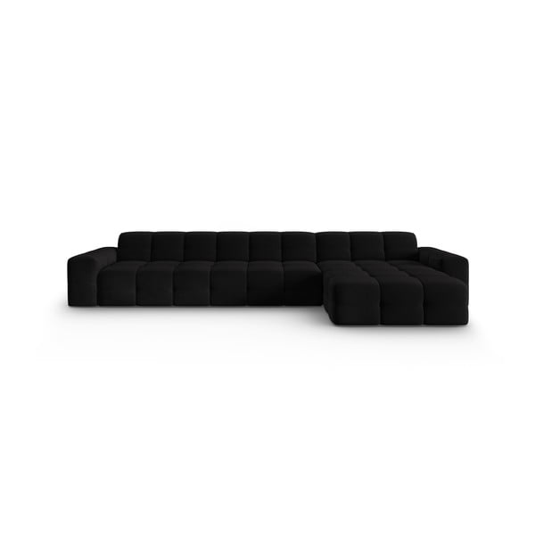 Melns samta stūra dīvāns (labais stūris) Kendal – Micadoni Home