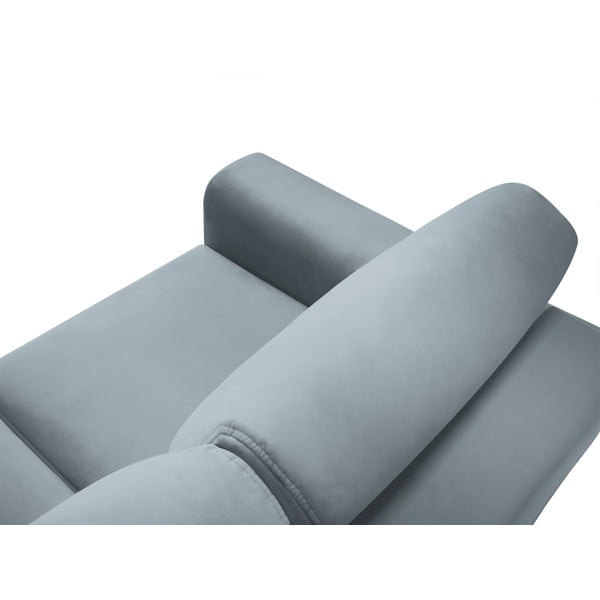 Gaiši zils samta salokāms stūra dīvāns ar uzglabāšanas vietu Kyoto – Cosmopolitan Design-image-4