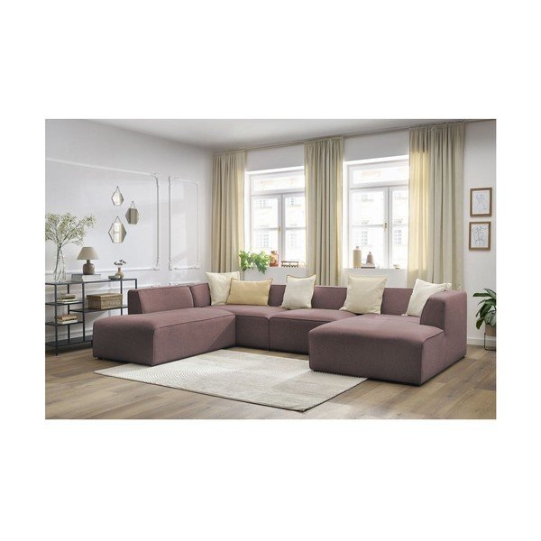 Rozā modulārais stūra dīvāns (ar kreiso stūri/U veida) Megeve – Bobochic Paris-image-4