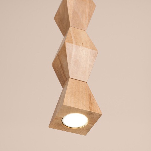 Dabīga toņa dižskābarža masīvkoka piekaramā lampa ø 8 cm Cubo – Sollux-image-2