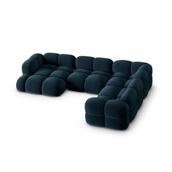 Tumši zils samta stūra dīvāns (ar labo stūri/U veida) Loretto – Cosmopolitan Design