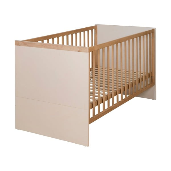 Bēša/dabīga toņa bērnu gultiņa ar regulējamu augstumu 70x140 cm Jil – Roba