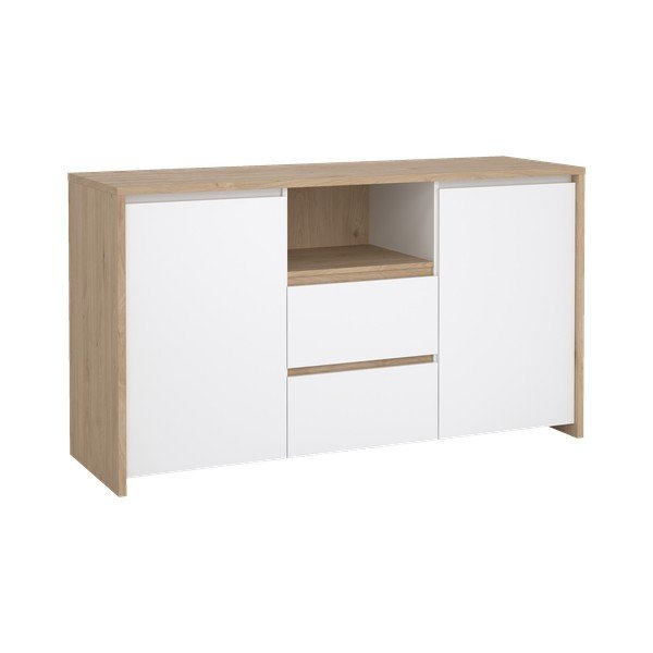 Balta/dabīga toņa kumode ar ozolkoka imitāciju 149x84x48 cm Next – Tvilum-image-2