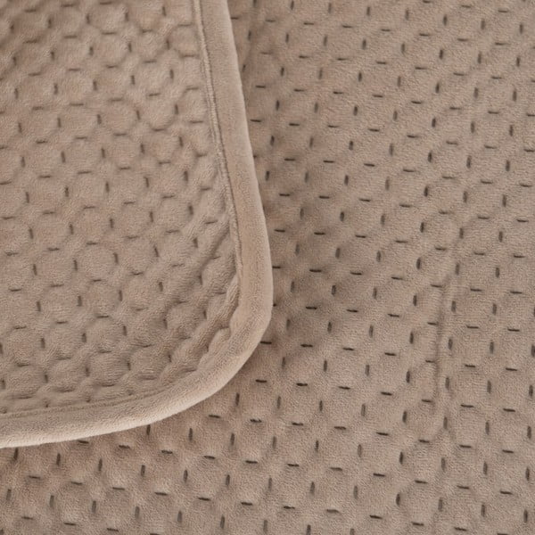 Bēšs samta stepēts gultas pārklājs 240x260 cm – Ixia-image-1