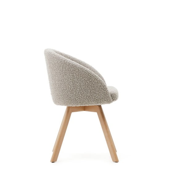 Pelēks polsterēts ēdamistabas krēsls ar roku balstiem Marvin – Kave Home-image-3