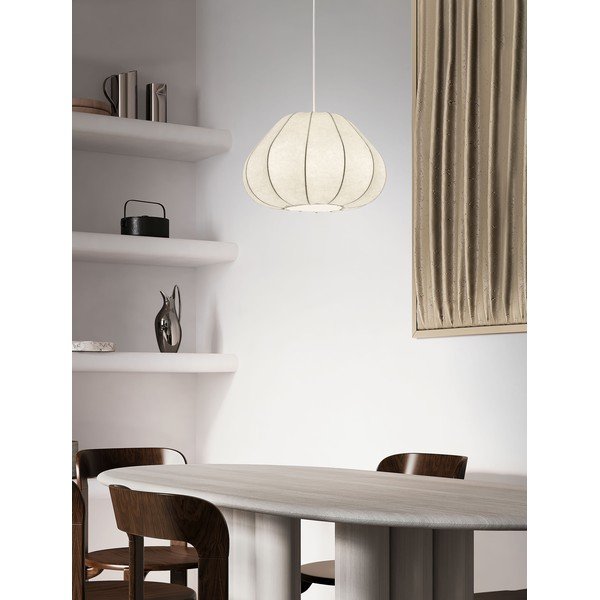 Matēti balta tekstila piekaramā lampa ø 50 cm Bora – Nova Luce-image-1