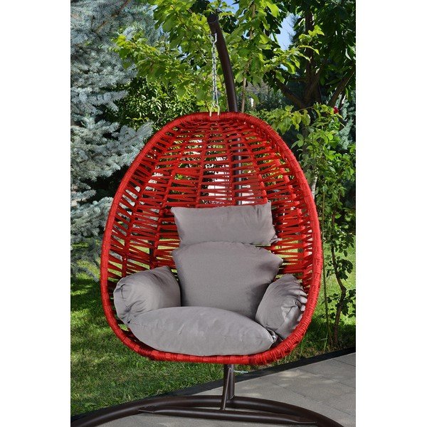 Sarkans/pelēks dārza piekaramais krēsls Findik – Floriane Garden-image-3