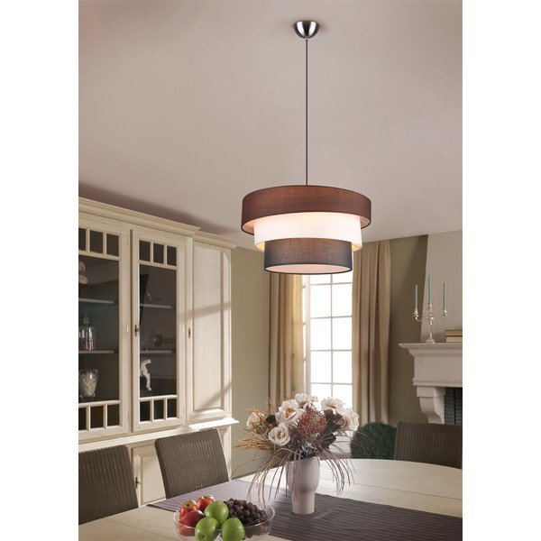 Pelēka/brūna piekaramā lampa ar auduma abažūru ø 45 cm Ibis – Trio-image-1