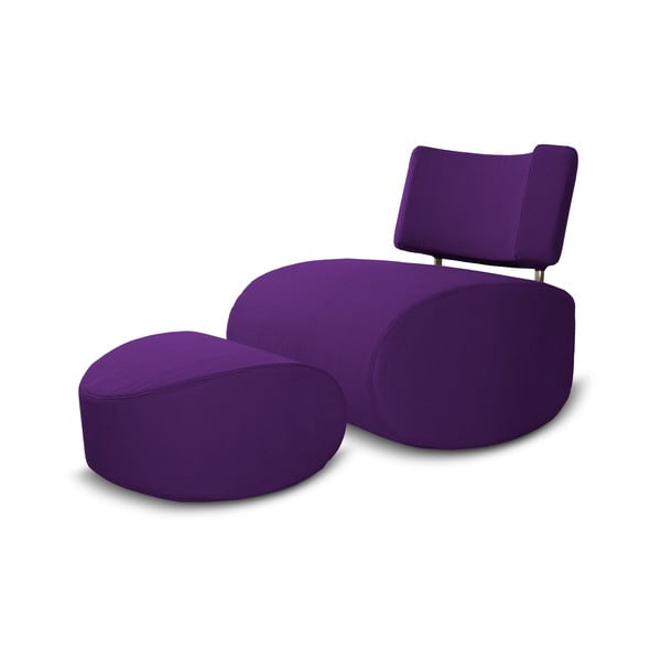 Violets šūpuļkrēsls ar kāju balstu Softline Apollo