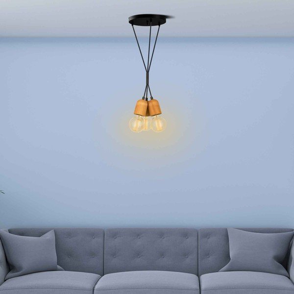 Melna/dabīga toņa piekaramā lampa Tahiti – Squid Lighting-image-1