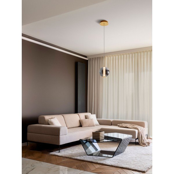 Pelēka metāla LED piekaramā lampa ar stikla abažūru ø 22 cm Navi – Nova Luce-image-1