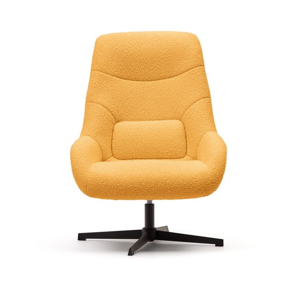 Sinepju dzeltens atpūtas krēsls no buklē auduma Celida – Kave Home