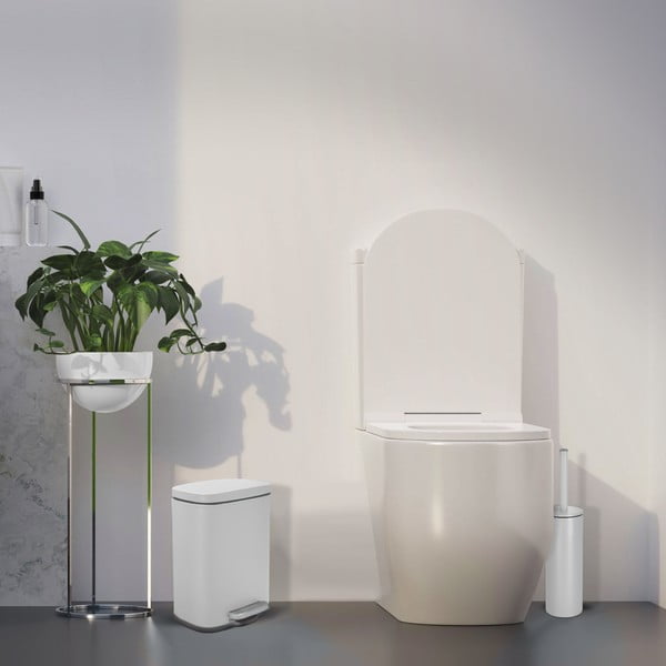 Matēti balta tērauda atkritumu tvertne ar pedāli 5 l   Akira – Spirella-image-4