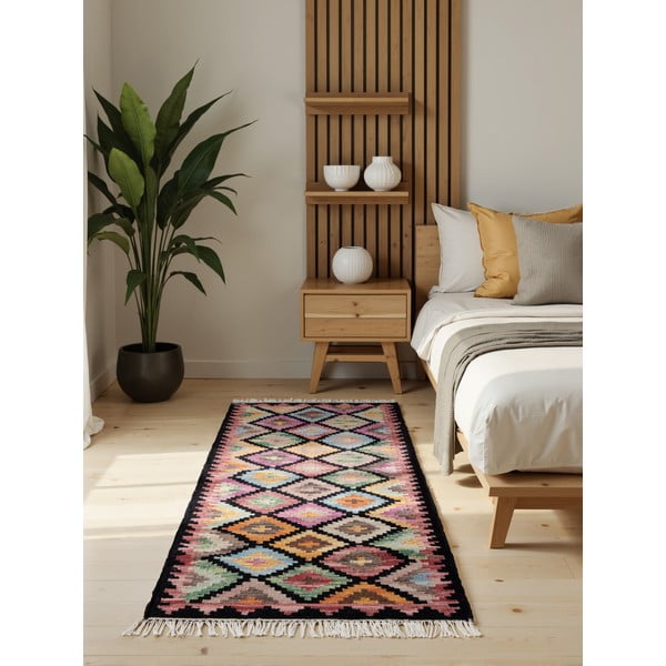 Divpusējs/ar rokām darināts vilnas celiņa paklājs 60x190 cm Kamal Zara – Nouristan-image-1