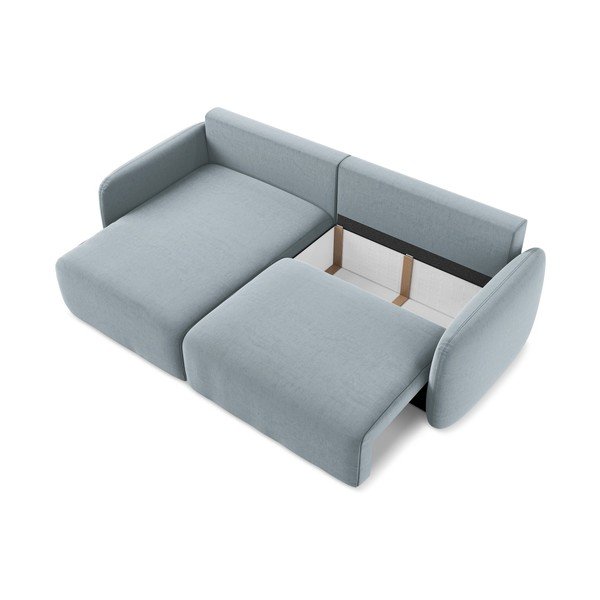 Zils samta salokāms stūra dīvāns ar uzglabāšanas vietu (ar kreiso stūri/ar zvilni) Kalena – Makamii-image-4