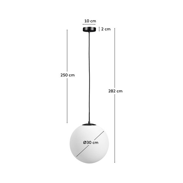 Balta/melna metāla piekaramā lampa ar stikla abažūru ø 30 cm Brisia – Kave Home-image-3