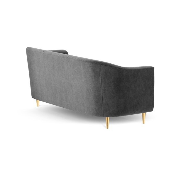 Tumši pelēks samta dīvāns Kooko Home Corde, 175 cm-image-3