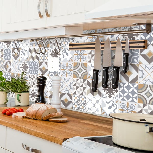 60 sienas uzlīmju komplekts Ambiance Cement Tiles Liliania, 15 x 15 cm-image-1