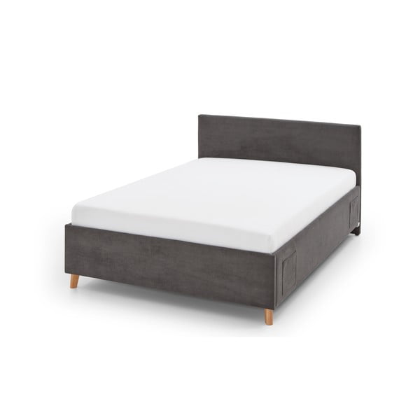 Antracīta pelēka polsterēta bērnu gulta bez režģa 140x200 cm Cool – Meise Möbel