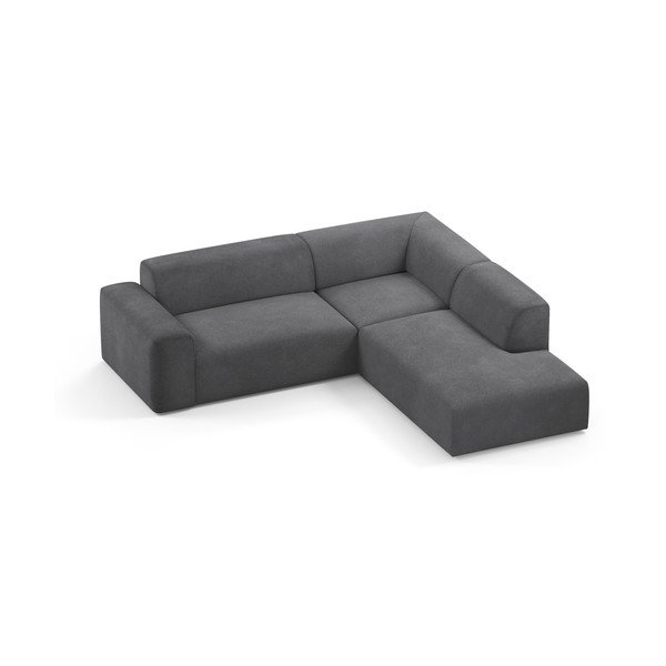 Antracīta pelēks velveta stūra dīvāns Marie Claire Home Karen, 260 cm, labais stūris-image-3
