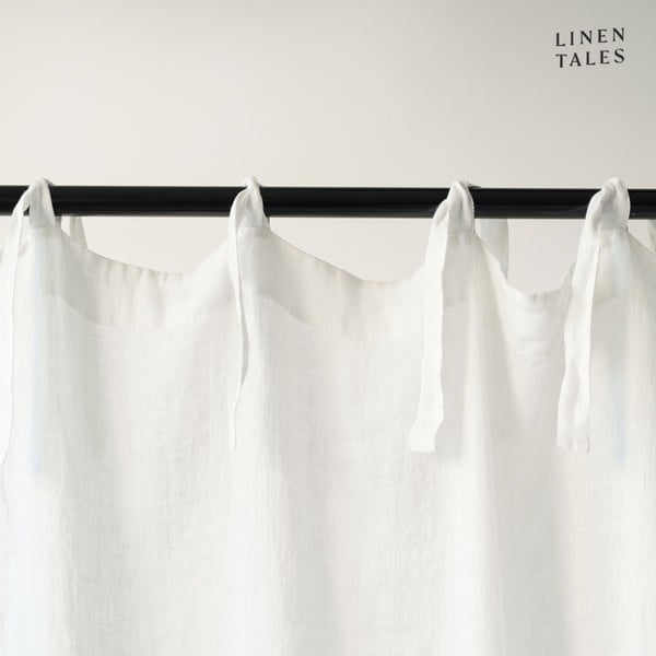 Balts lina dienas aizkars 130x300 cm White – Linen Tales-image-1