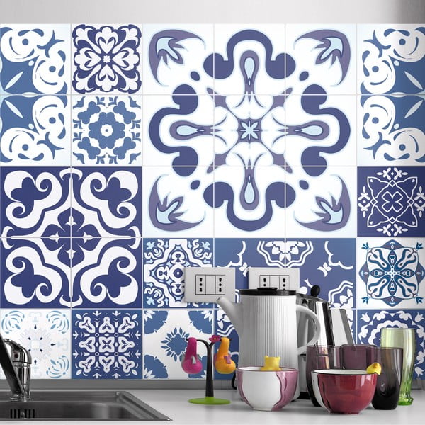 24 Ambiance Azulejos Polka uzlīmju komplekts, 120 x 100 cm
