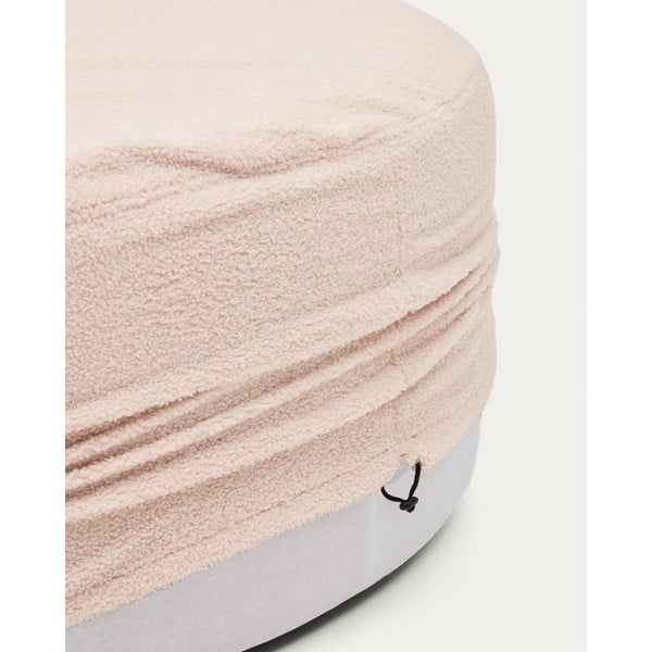 Gaiši rozā pufs no buklē auduma Kaeli – Kave Home-image-2