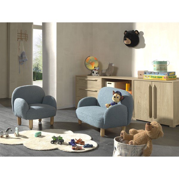 Zils bērnu atpūtas krēsls no buklē auduma Rocky – Vipack-image-1