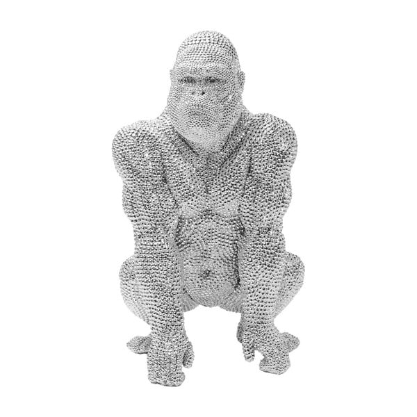 Dekoratīva statuete sudraba krāsā Kare Design Gorilla, augstums 46 cm