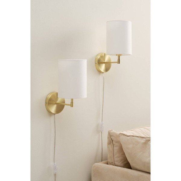 Krēmkrāsas/misiņa krāsas tekstila sienas lampa ar vadu Seth – Jotex-image-2