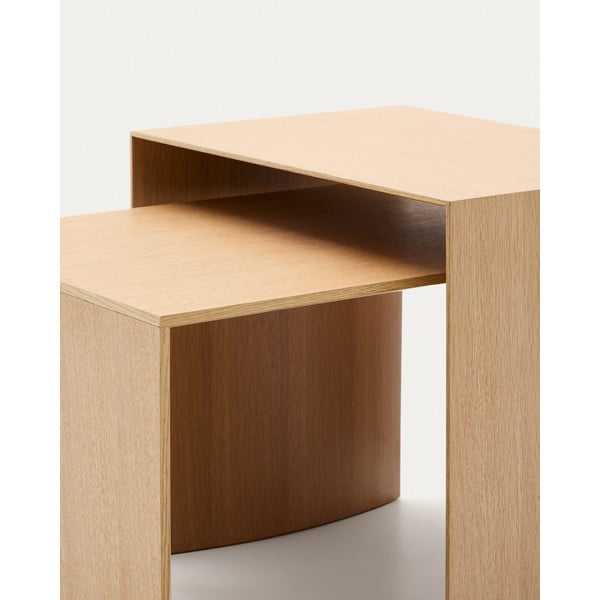 Gaiša dabīga toņa žurnālgaldiņš ar ozolkoka imitāciju 45x90 cm Litto – Kave Home-image-3