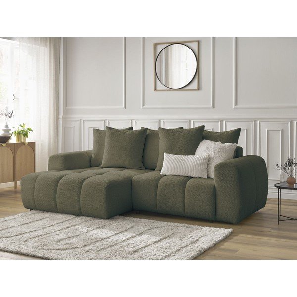 Haki salokāms stūra dīvāns no buklē auduma ar uzglabāšanas vietu (ar kreiso stūri/ar zvilni) Roxelane – Bobochic Paris-image-4