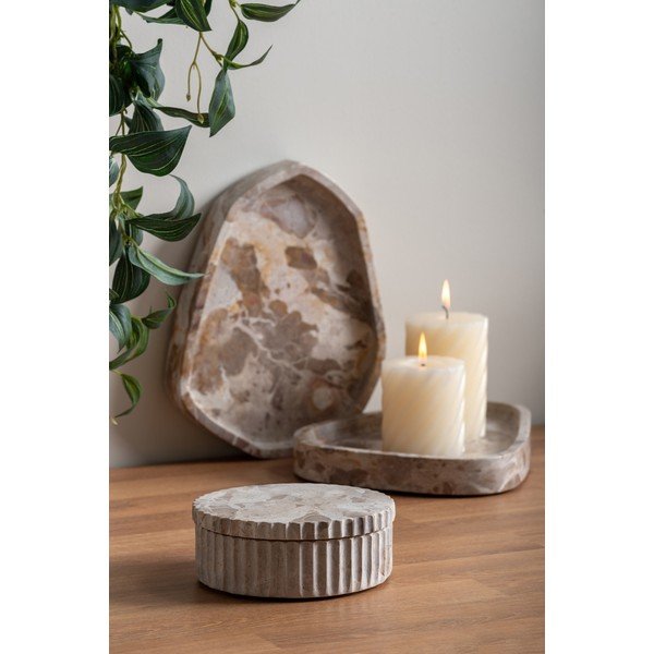 Gaiši brūna dekoratīva akmens uzglabāšanas kaste ø 15x6 cm Marble – PT LIVING-image-1
