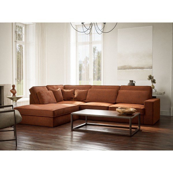 Vara krāsas stūra dīvāns no šenila auduma (ar kreiso stūri/L veida) Kirou – Maison de Rêve-image-1