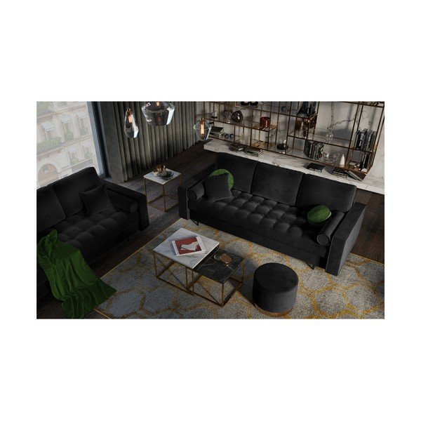 Melns izvelkamais dīvāns ar veļas kasti Milo Casa Santo-image-1