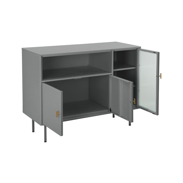 Pelēka metāla vitrīna 104x80 cm Rosalie – Støraa-image-3