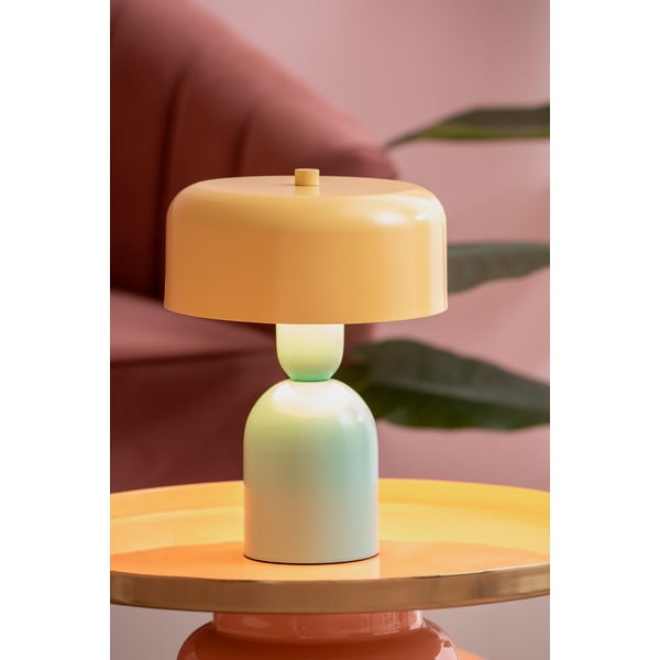Dzeltena/tirkīzzila galda lampa (augstums 24 cm) Double Funky – Leitmotiv-image-1