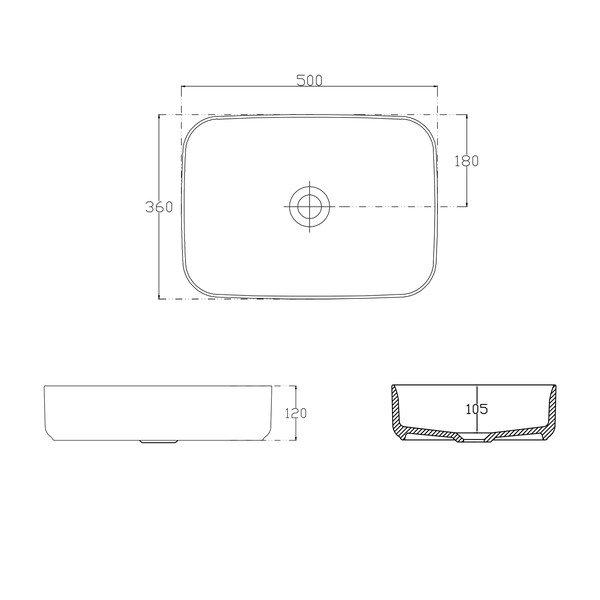 Balta keramikas izlietne Sapho Infinity Rectangle, 50 x 36 cm-image-3