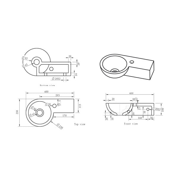Melna akmens tualetes izlietne 40x23 cm Blok – Sapho-image-4