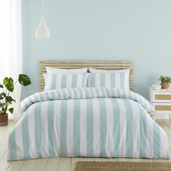 Balta/zila divguļamā gultas veļa 200x200 cm Cove Stripe – Catherine Lansfield