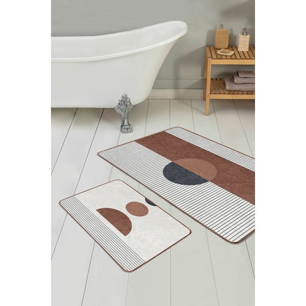 Balti/brūni vannas istabas paklājiņi (2 gab.) 60x100 cm – Mila Home-image-2