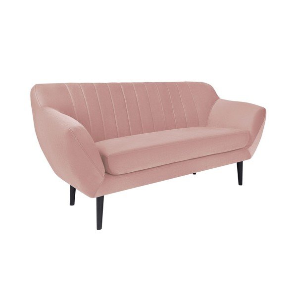 Gaiši rozā dīvāns diviem Mazzini Sofas Toscane, melnas kājas-image-1