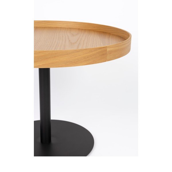 Dabīga toņa apaļš žurnālgaldiņš ar ozolkoka imitācijas galda virsmu ø 56 cm Yuri M – White Label-image-2