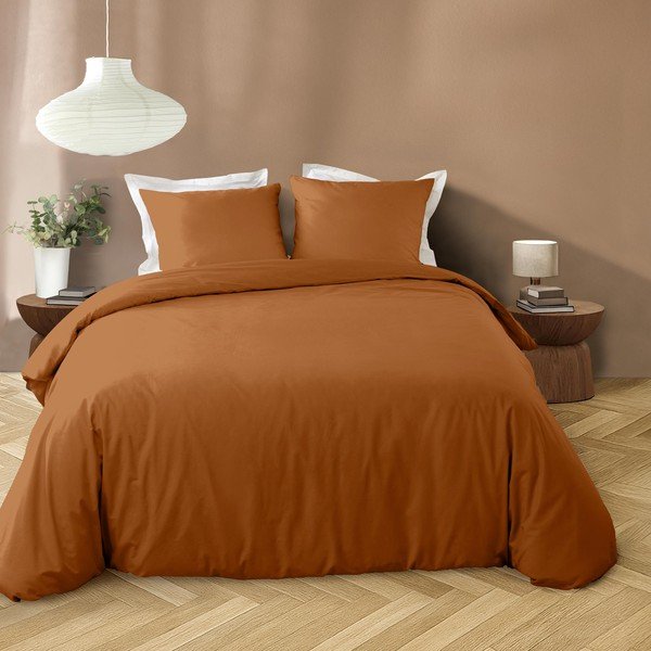 Terakotas oranža divguļamā/īpaši gara trīsdaļīga mikrošķiedras gultas veļa 240x220 cm Liam – douceur d'intérieur