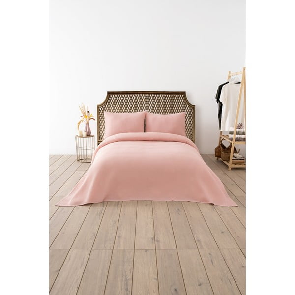 Rozā gultas pārklājs 200x220 cm Waffle – Mijolnir