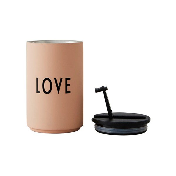 Oranža/bēša termokrūze 350 ml Love – Design Letters-image-2