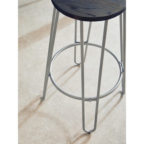 Sudraba krāsas/dabīga toņa gobas masīvkoka bāra taburete (sēdekļa augstums 75 cm) District – Premier Housewares-image-3